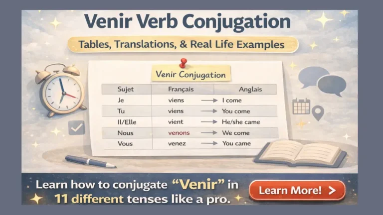 Venir Verb Conjugation Tables With Translations & Real Life Examples